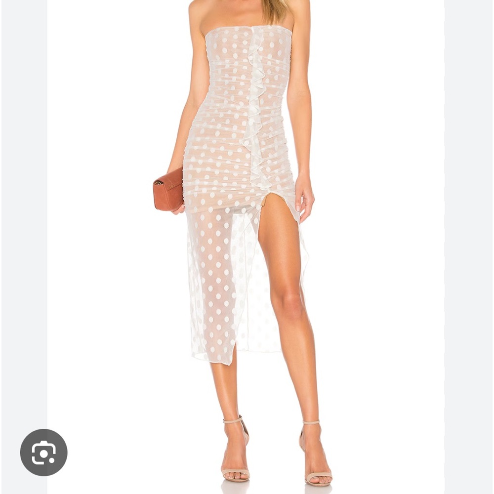 Majorelle Strapless Polka Dot Dress